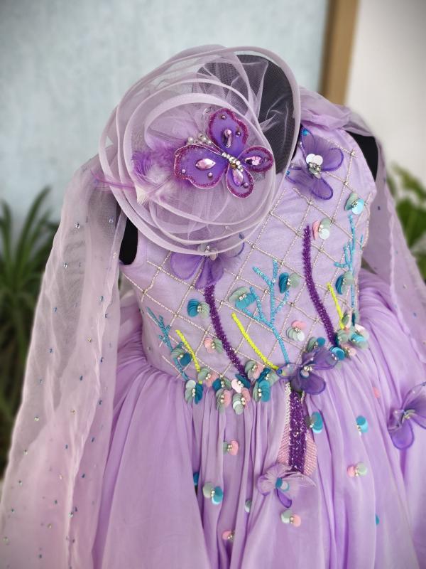 Enchanted Butterfly Birthday Dress with Handcrafted Hair Accessories - Image 4