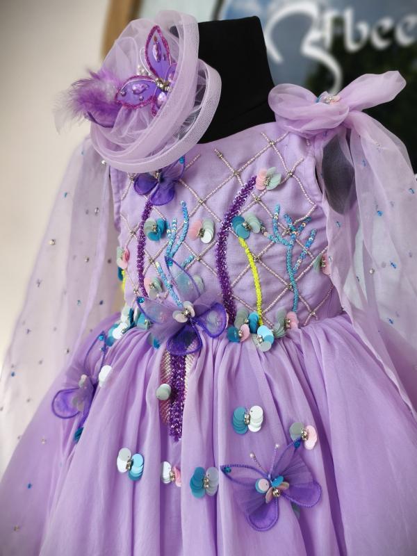 Enchanted Butterfly Birthday Dress with Handcrafted Hair Accessories - Image 2