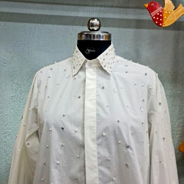 Women's Cotton Shirts with Crystal Handwork