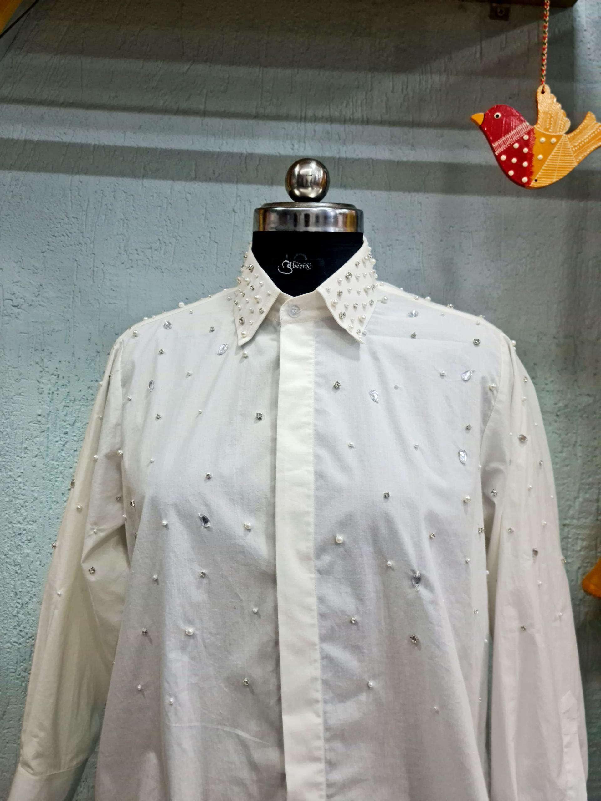 Women's Cotton Shirts with Crystal Handwork